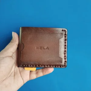 Pure Leather Minimalist Bifold Wallet - Handcrafted Slim Front Pocket Cardholder (Brown)